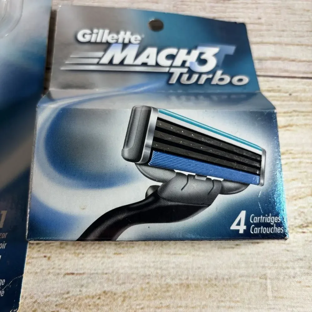 VTG 2001 Gillette Mach 3 Turbo Razor Blade w/ Cartridge 4 Cartridge Refills Lot